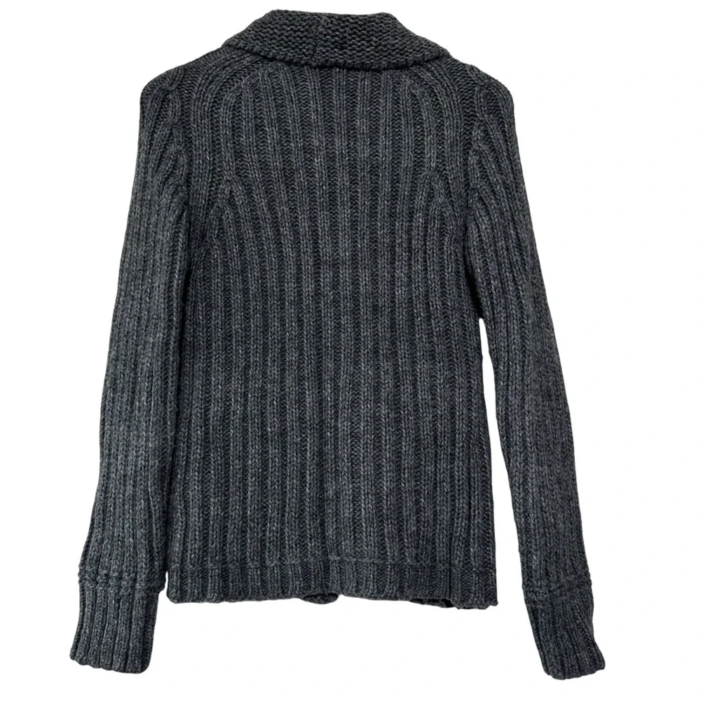 BECOME Brand European Italy Wool Alpaca Gray Chunky Cable‎ Knit Sweater Cardigan